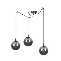 Uppsala beautiful black 3L hanging lamp smoked glass 3x E14