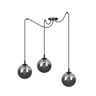 Uppsala mooie zwarte 3L hanglamp gerookt glas 3x E14