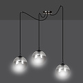 Uppsala mooie zwarte 3L hanglamp gerookt glas 3x E14