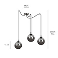 Emibig Emibig Uppsala schöne schwarze 3L Hängeleuchte Rauchglas 3x E14 - Perfekte Beleuchtung für jeden Raum