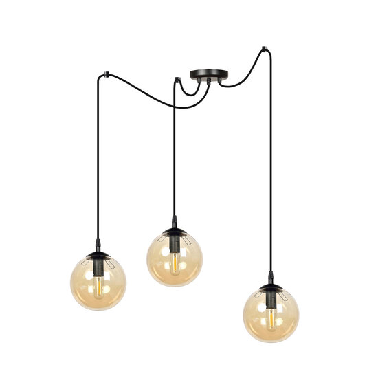 Uppsala 3 L hanglamp met amber glazen bol 3x E14