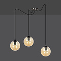 Lampe suspendue Uppsala 3 L avec ampoule en verre ambré 3x E14