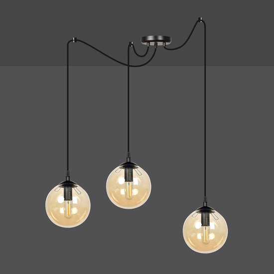 Uppsala 3 L hanging lamp with amber glass bulb 3x E14