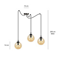 Uppsala 3 L hanglamp met amber glazen bol 3x E14