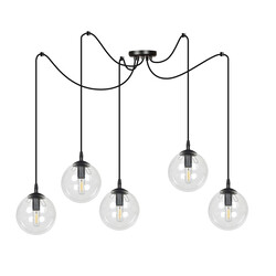 Uppsala black 5L pendant lamp with transparent glass 5x E14