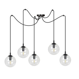 Emibig Uppsala black 5L pendant lamp with transparent glass 5x E14