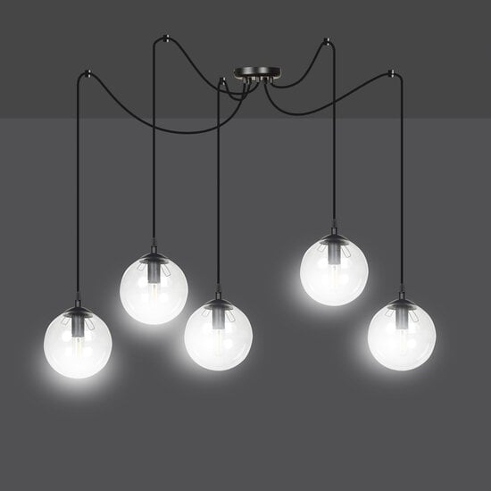 Emibig Emibig Uppsala lámpara colgante negra 5L con vidrio transparente 5x E14 - Iluminación elegante para cualquier espacio
