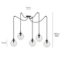 Emibig Emibig Uppsala zwarte 5L pendel lamp met transparant glas 5x E14 - Strakke verlichting voor elke ruimte