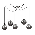 Emibig Emibig Uppsala grote zwarte 5L hanglamp gerookt glas 5x E14 - Perfecte verlichting voor elke ruimte