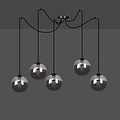 Uppsala grande suspension noire 5L verre fumé 5x E14