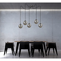 Uppsala grande suspension noire 5L verre fumé 5x E14
