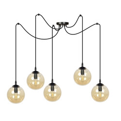 Uppsala 5L hanging lamp with amber glass bulb 5x E14