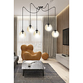 Uppsala 5L hanging lamp with amber glass bulb 5x E14