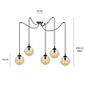 Lampe suspendue Uppsala 5L avec ampoule en verre ambré 5x E14
