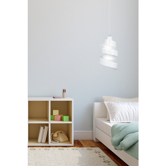 Lampe à suspension en métal spirale blanche Helsingborg 1x E27