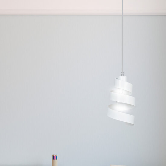 Lampe à suspension en métal spirale blanche Helsingborg 1x E27
