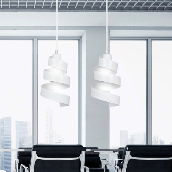 Helsingborg dubbele witte spiraal metaal hanglamp 2x E27