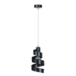 Lampe à suspension en métal spirale noire Helsingborg 1x E27