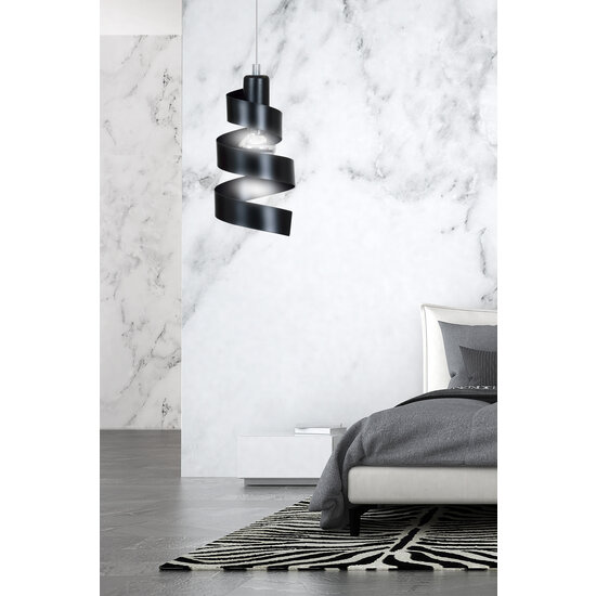 Lampe à suspension en métal spirale noire Helsingborg 1x E27