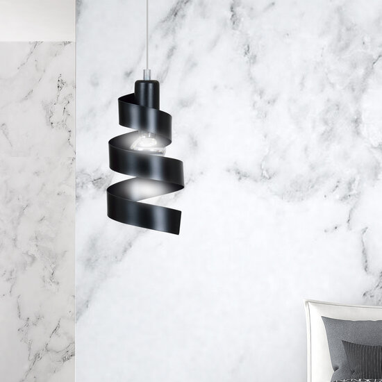 Helsingborg lámpara colgante espiral de metal negro 1x E27