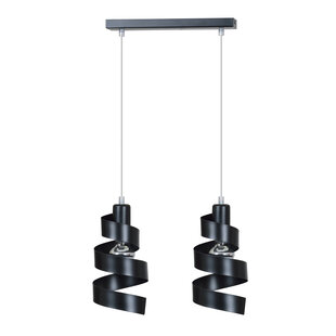 Helsingborg dubbele zwarte spiraal metaal hanglamp 2x E27