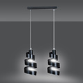 Lampe à suspension Helsingborg double spirale noire en métal 2x E27