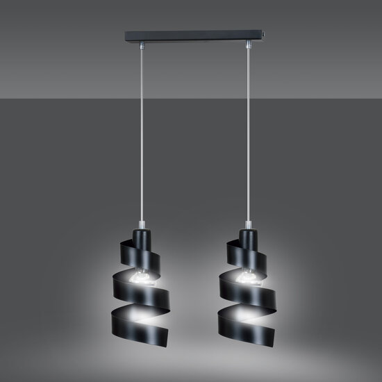 Helsingborg lámpara colgante doble espiral de metal negro 2x E27