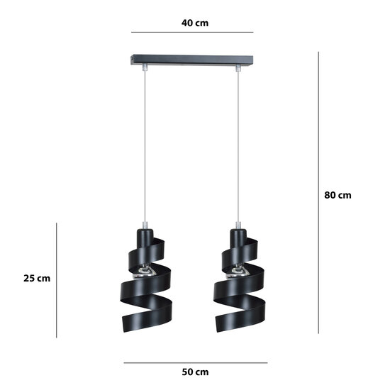 Helsingborg lámpara colgante doble espiral de metal negro 2x E27