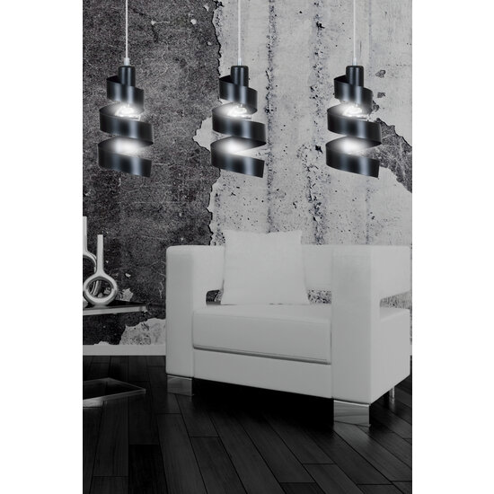 Helsingborg 3L black spiral metal hanging lamp 3x E27