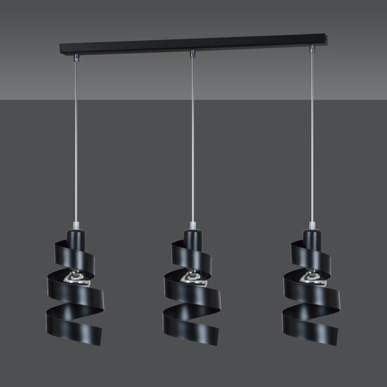 Helsingborg 3L schwarze Spiral-Hängelampe aus Metall 3x E27