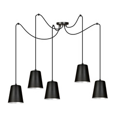 Jonkoping 5L noir avec suspension blanche 5x E27