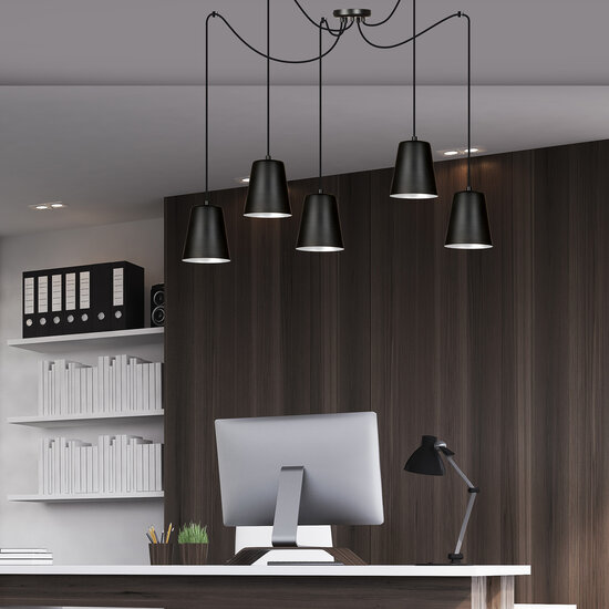 Jonkoping 5L black with white hanging lamp 5x E27