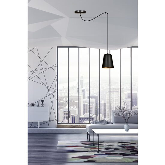 Lampe suspendue Jonkoping dorée et noire 1L E27