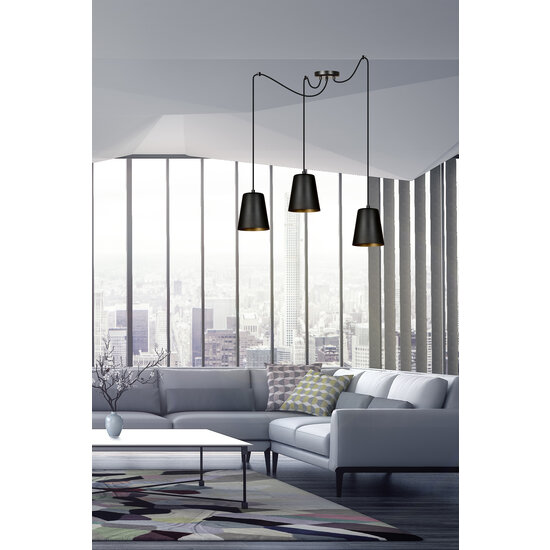 Jonkoping goud en zwarte 3L hanglamp 3x E27
