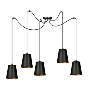 Jonkoping 5L gold and black hanging lamp 5x E27