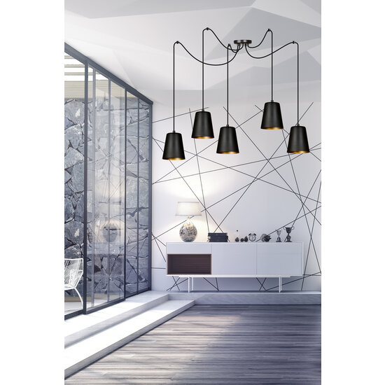 Jonkoping 5L goud en zwart hanglamp 5x E27
