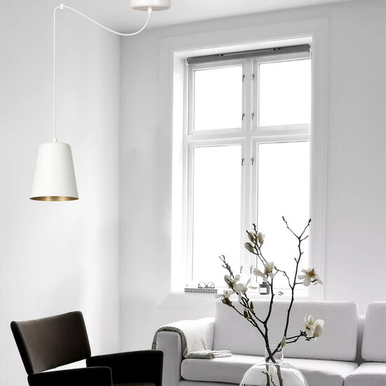 Jonkoping white and gold 1L hanging lamp E27