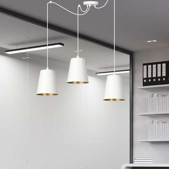 Jonkoping 3L blanc avec suspension dorée 3x E27