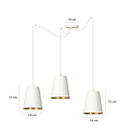 Lámpara colgante Jonkoping 3L blanca con dorado 3x E27