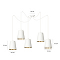 Jonkoping 5L wit en goud hanglamp 5x E27