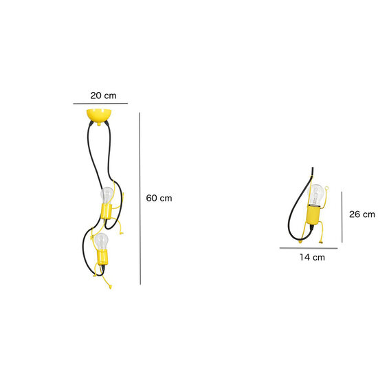 Lund 2x E27 hanging lamp black climbing guys