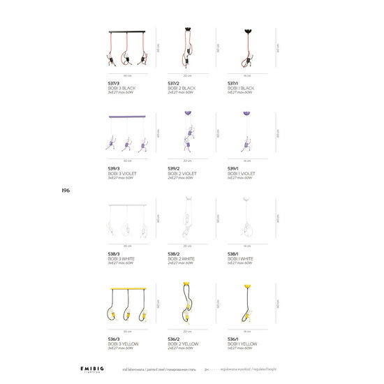 Lund 2x E27 hanging lamp black climbing guys