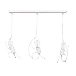 Lund white 3x E27 hanging lamp, cute climbing guys