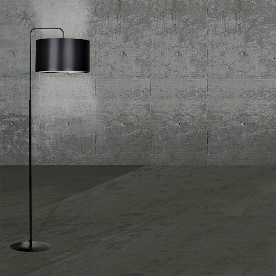 Lampe sur pied Umea noire avec abat-jour noir 1x E27