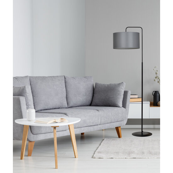 Umea floor lamp black and gray round shade 1x E27