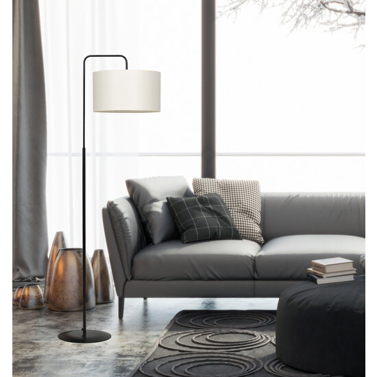 Emibig Emibig Umea zwart en ecru staande lamp 1x E27 - Perfecte sfeer voor elk interieur