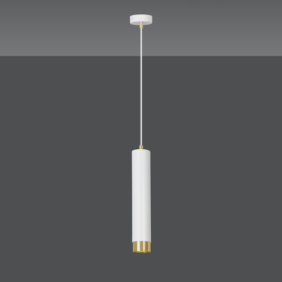 Lampe à suspension Gavle blanche et dorée tube GU10