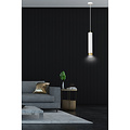 Lampe à suspension Gavle blanche et dorée tube GU10