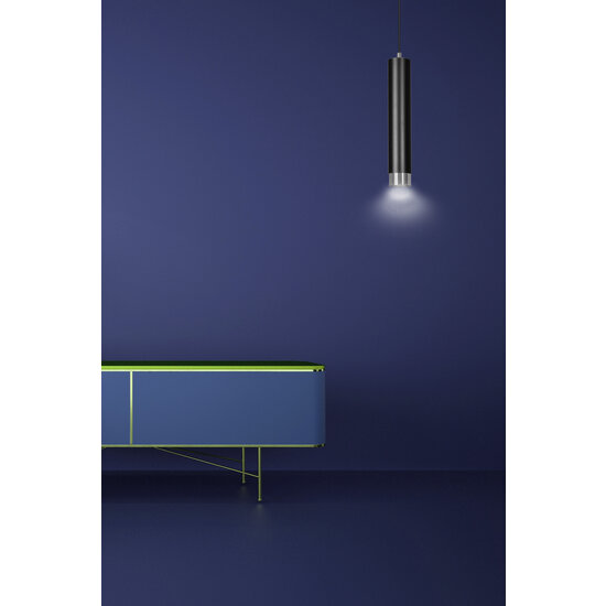 Gavle black GU10 pendant tube with chrome finish