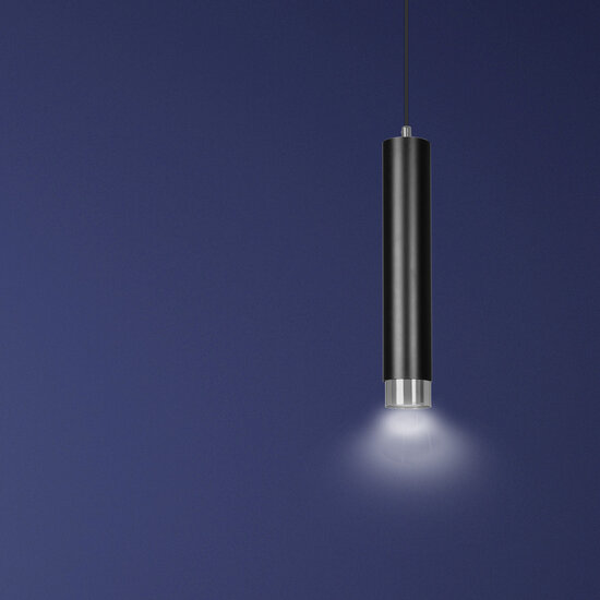 Gavle black GU10 pendant tube with chrome finish